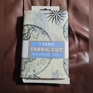 David Textiles 44" x 1 Yard Cotton Ocean Maps Precut Fabric